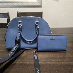 Coach Blue Satchel and Wallet Set